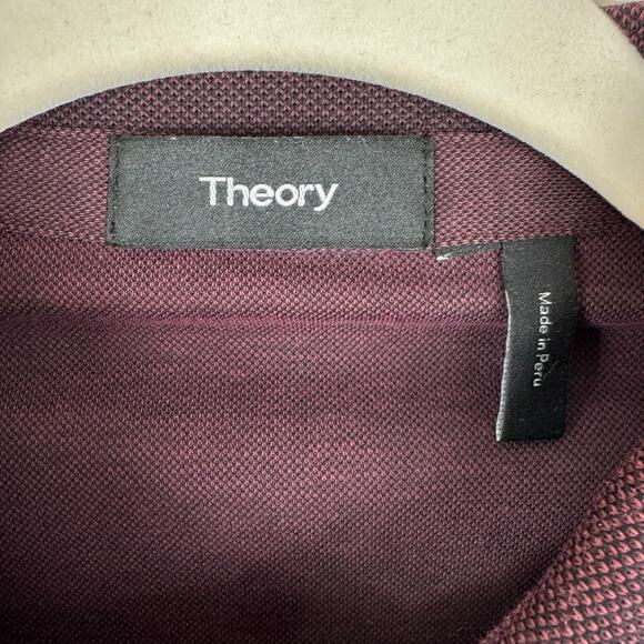 Theory Bron Burgundy Pima Cotton Blend Collared Short Sleeve Light Men's Polo M - Picture 4 of 6